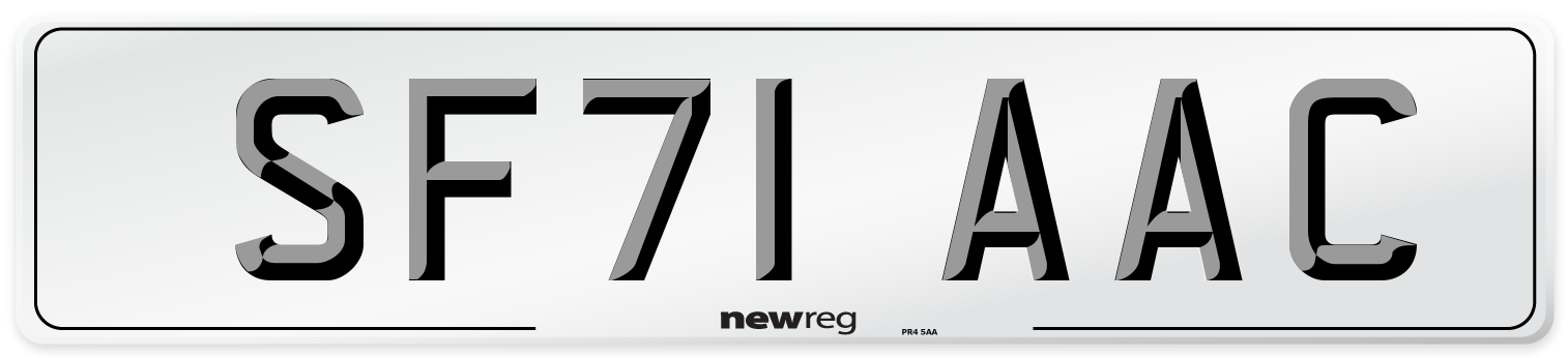 SF71 AAC Number Plate from New Reg